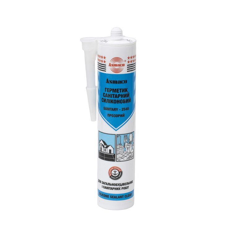 Герметик силиконовый санитарный прозрачный 280мл (310г) ОАЭ ASMACO (2732201) - 1