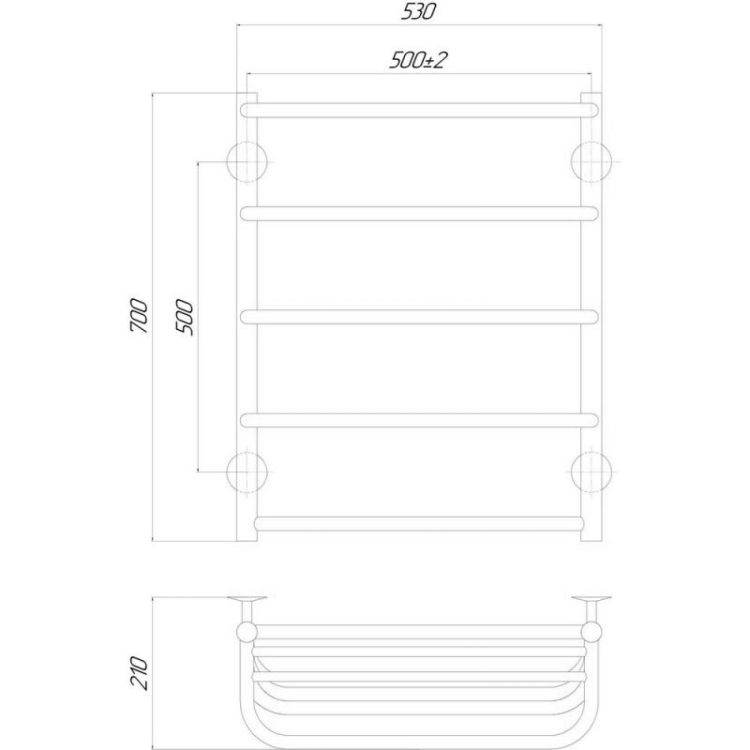 Электрический полотенцесушитель Q-tap Standard shelf (CRM) P5 500х700 LE - 2