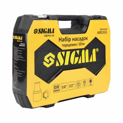 Набір насадок торцевих і біт 1/4&amp;quot;, 1/2&amp;quot; 82шт CrV mid Sigma (6001551) - 5