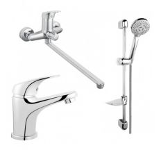 Набір 3в1 змішувачі Ferro ONE для умивал., ванни з дов. носом та душ. компл. (BFO5А+BFO2+N340)