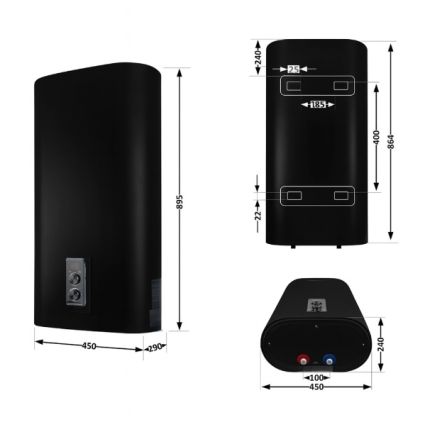 Водонагрівач електр. 50 л, Black, вертик., сухий ТЕН 2 кВт., DT50V20GPDD2B,Thermo Alliance - 2