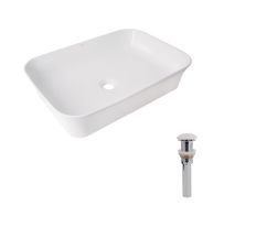 Комплект Qtap Virgo N: Раковина накладна 560x380x130 мм, White, прямокутна + Донний клапан Pop-up PU02