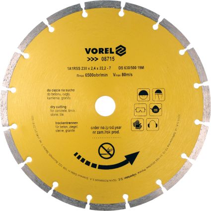 Диск відрізний алмазний VOREL &amp;quot;SEGMENT&amp;quot; Ø=230 мм 08715 - 1