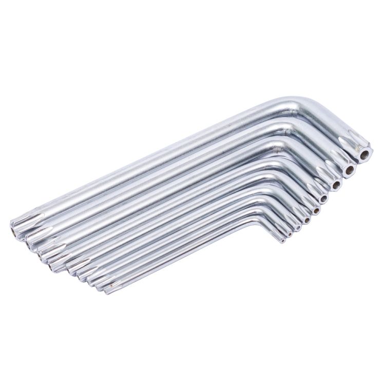 Ключі TORX 9шт T10-Т50мм CrV (короткі з отворами діаметром) Grad (4022275) - 3