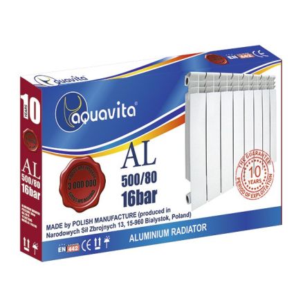 Секция литого радиатора алюминиевого AQUAVITA 500/80 A2, 16 бар - 1