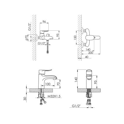 Набор смесителей Wieza 001+Wieza 006 Chrome - 2