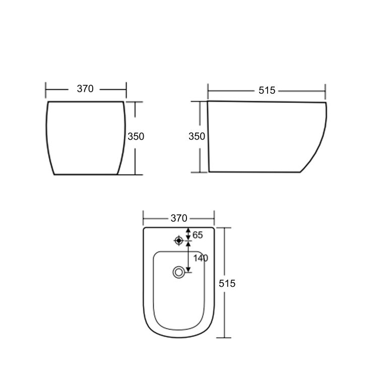 Біде підвісне Qtap Robin 515x370x350 мм, Anthracite QT13551381GAN - 2