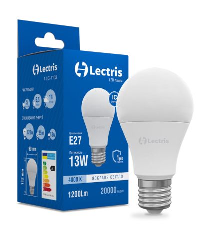 Лампа LED Lectris A60 13W 4000K 220V E27 - 1