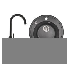 Набір: Кухонна мийка Lidz D510/200 BLA-03 (LIDZBLA03D510200) + Lidz Aria Змішувач для кухні 015F BLA