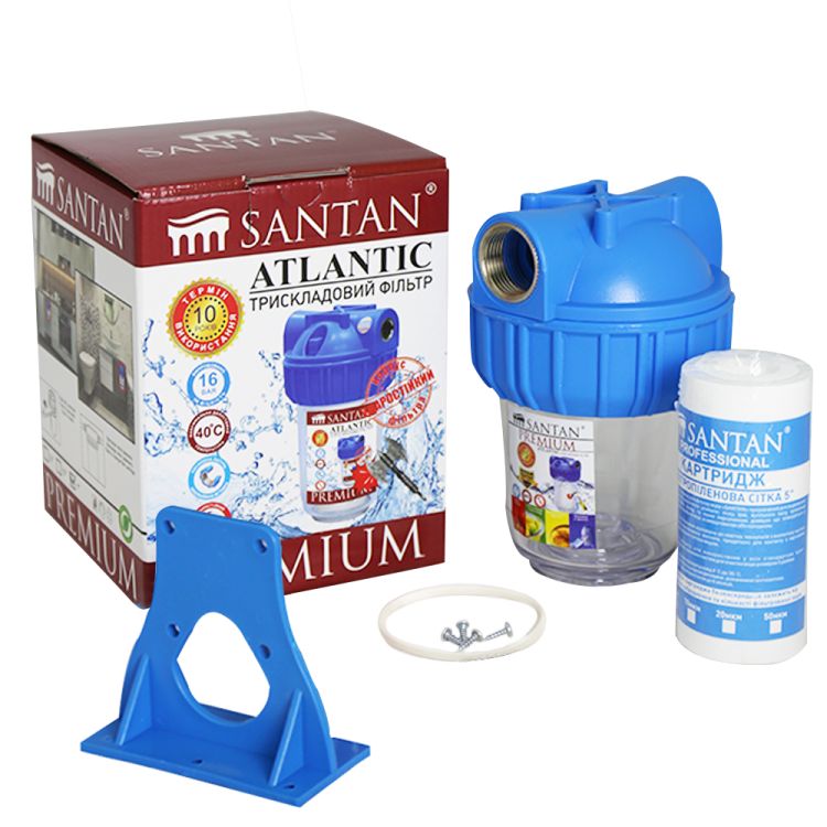 Фільтр для очищення води SANTAN ATLANTIC 3PS, 1/2&amp;amp;quot; (корпус+сітка, кріплення ) висота 5&amp;amp;quot; - 1