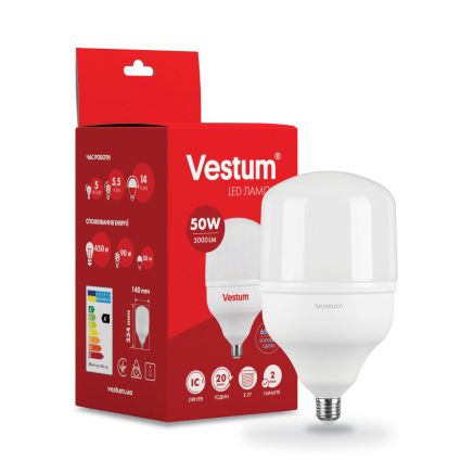 Лампа LED Vestum T140 50W 6500K 220V E27 - 1