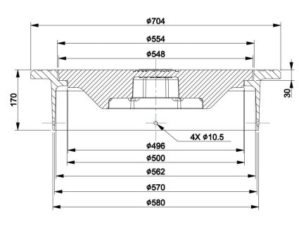 Combi Works круглий люк 550/30 з решіткою (комплект) - 2