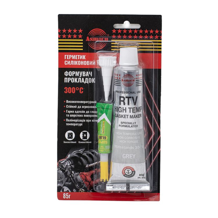 Герметик Силіконовий RTV формувач прокладок високотемпературний + 300 ° з Сірий 85г ОАЕ ASMACO (6371241) - 1