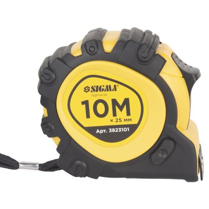 Рулетка магнітна фіксатор+гальма 10м*25мм Sigma (3823101) - 3