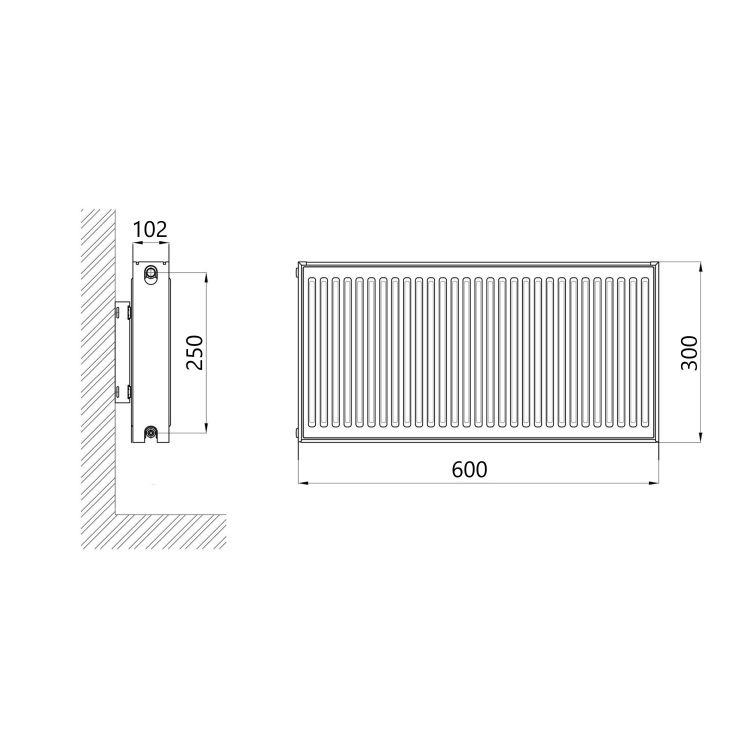Радіатор сталевий Thermo Alliance IMAS 22 тип 300х600 нижнє підключення 743 Вт - 2
