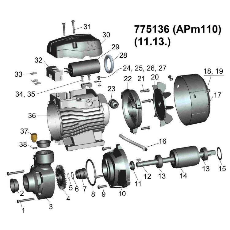 Насос вихревой Aquatica 775136 1.1 кВт 85м-70л/мин. - 3