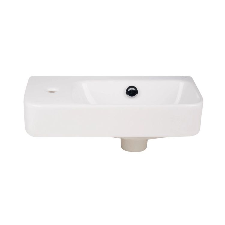 Комплект Qtap Tern: Раковина підвісна прамокутна ліва 450х260х155 мм White + Донний клапан PU02O - 3