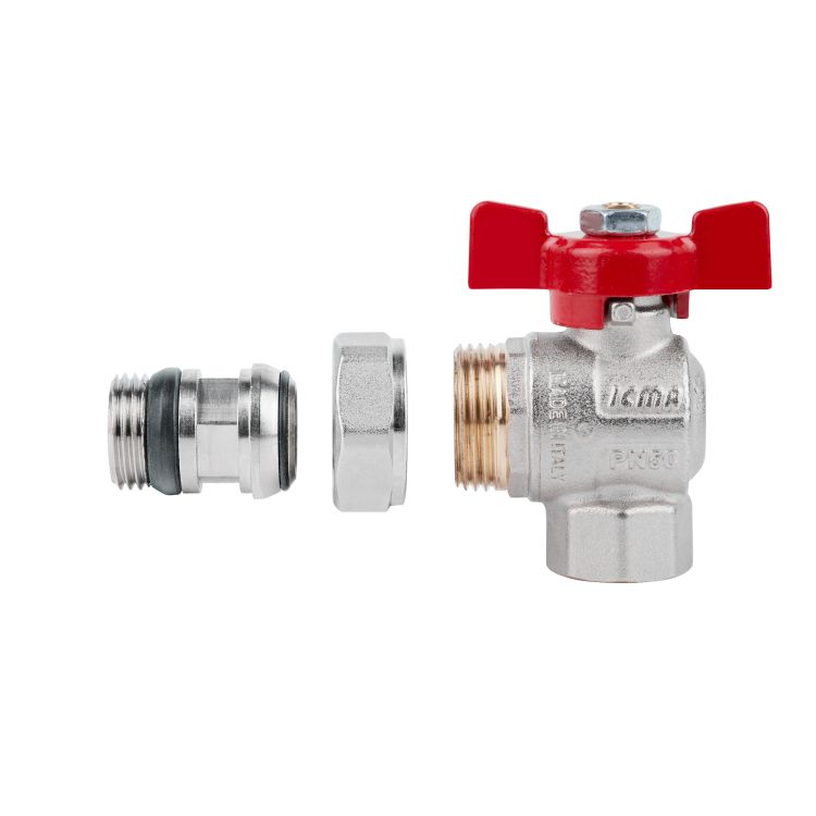 Кран кульовий Icma FAR. ROSSA 1/2&amp;quot; кутовий №362 - 4