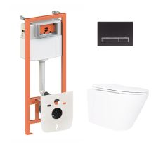 Готове рішення Qtap для ванної кімнати: підвісний унітаз Swan Ultra Quiet 520x360x320 + комплект інсталяції Nest 4 в 1 (лінійна клавіша Black mat)