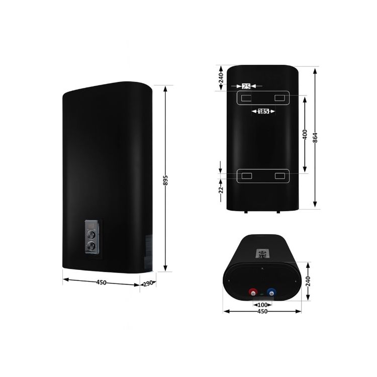 Водонагрівач електр. 50 л, Black, вертик., сухий ТЕН 2 кВт., DT50V20GPDD2B,Thermo Alliance - 2
