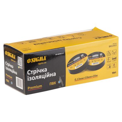 Изолента ПВХ (синяя) 0,13мм×19мм×20м Premium Sigma (8411411) - 3