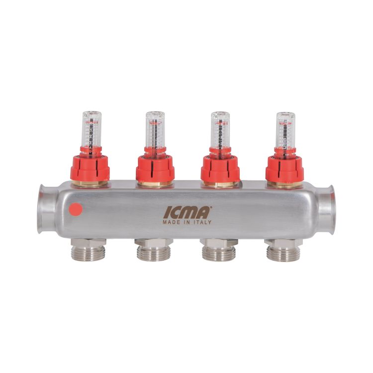 Колектор із витратомірами (нерж.) 1&amp;quot;х4 Icma № К073 - 5