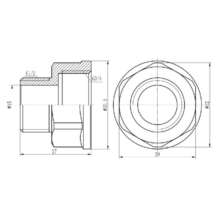 Переход SD Forte 3/4&amp;quot;х1/2&amp;quot; ВН хром - 2