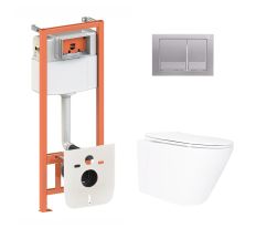 Готове рішення Qtap для ванної кімнати: підвісний унітаз Swan Ultra Quiet 520x360x320 + комплект інсталяції Nest 4 в 1 (квадратна клавіша Satin)