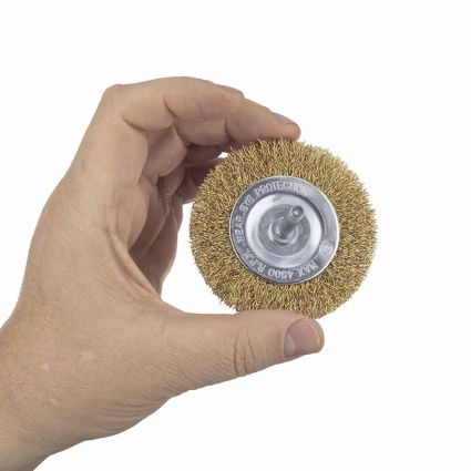 Щетка проволочная дискообразная Ø75мм хвостовик Ø6мм (латунированная) Sigma (9013071) - 5