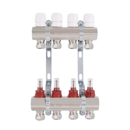 Колектор латунний з витратомірами та євроконусами Thermo Alliance Standart 1&amp;quot; на 4 виходи TAS235W4E - 1