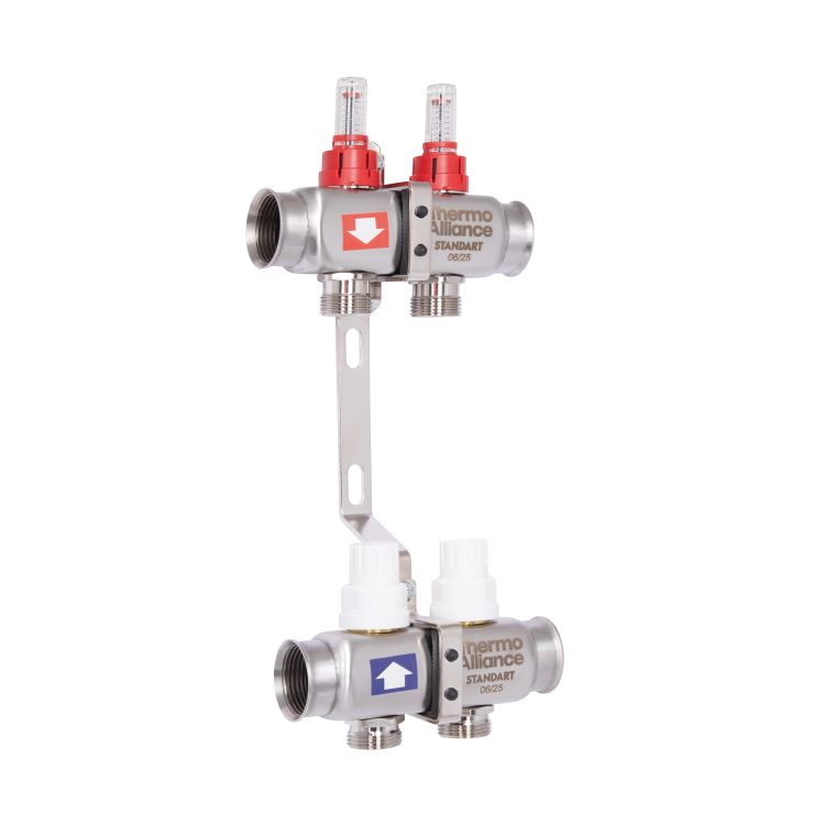 Коллектор с расходомерами SD Plus 1&amp;quot; на 2 выхода нерж. - 3