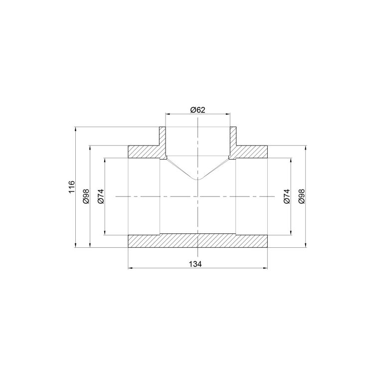 Тройник PPR Thermo Alliance 75х63х75 - 2