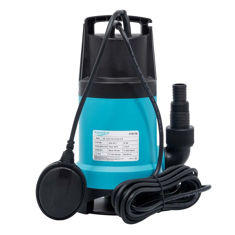 Насос дренажний садовий 0.55кВт Hmax 8м Qmax 180л/хв (част. до 30мм) AQUATICA (773174) - 6