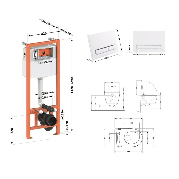 Комплект: Qtap Scorpio Ultra Quiet унітаз підвісний QT1433053EUQW + Nest комплект інсталяції 4в1 (лі - 2