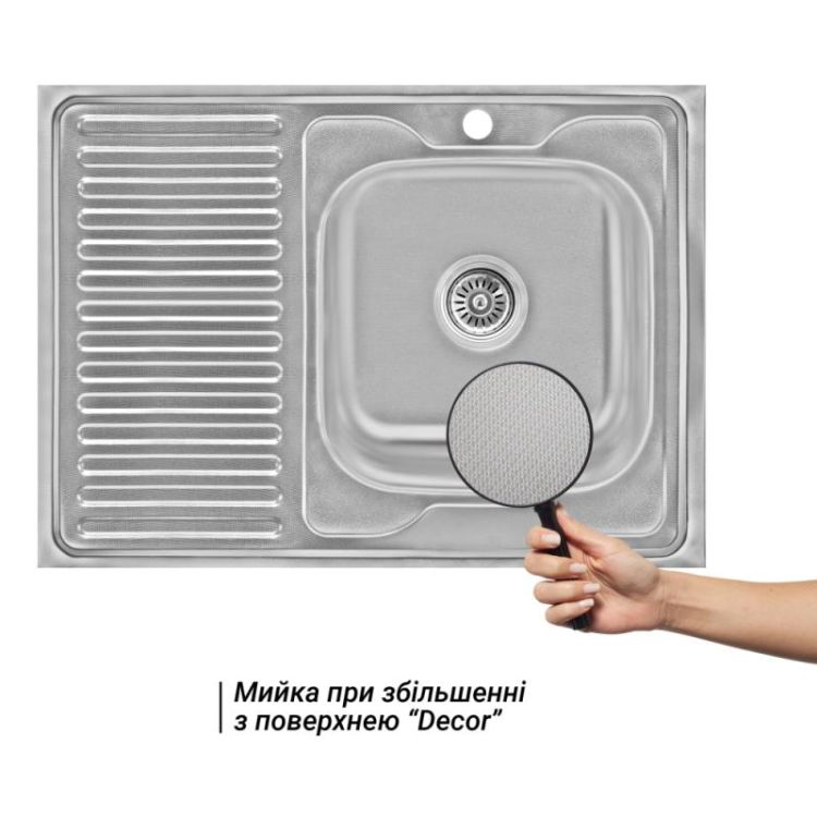 Кухонна мийка Lidz 6080-R Decor 0,6 мм (LIDZ6080RDEC06) - 3