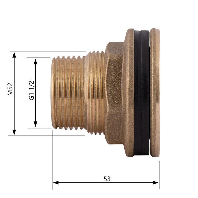 Врізка до баку латунна 1 1/2&amp;quot; (жовт) SD40040 SD Plus - 2