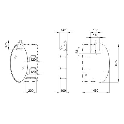 Дзеркало Lidz Sofi 480х675х100 настінне з 3-ма полицями асиметричне LD78SO4867 - 2