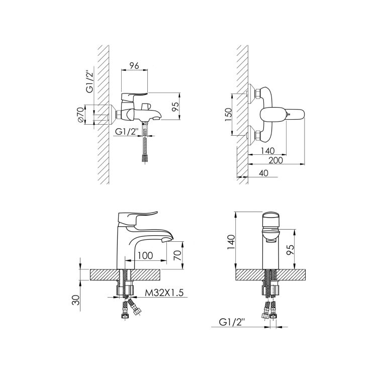 Набор смесителей Wieza 001+Wieza 006 Chrome - 2