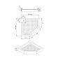 Lidz Душовий піддон DOZORCA SC90x90.LOW, низький, п'ятикутний, акриловий + ніжки, діаметр зливу 50 мм - 2