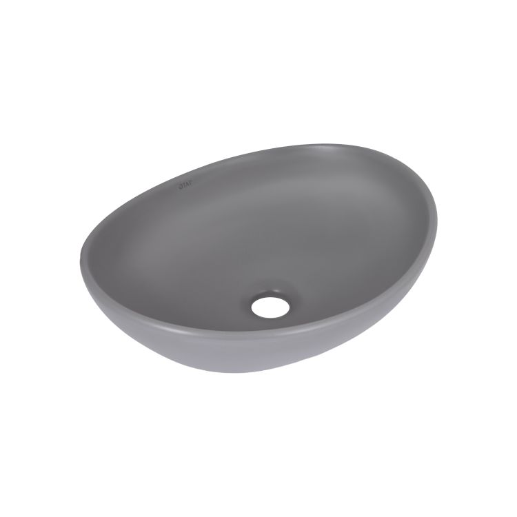 Раковина накладна Qtap Dove 415x340x140 мм, Stone grey, овальна, з донним клапаном QTDOV188SG49783 - 1