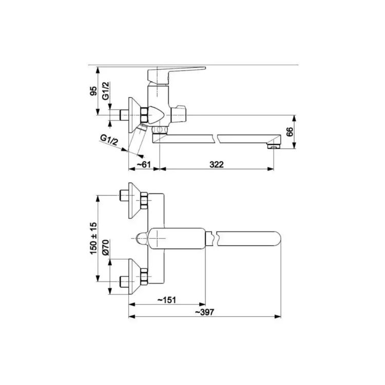 Смеситель для ванны KFA Armatura AGAT 4428-715-00 - 2
