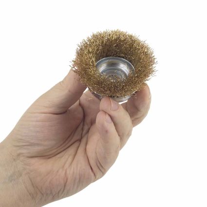 Щетка проволочная чашеобразная Ø75мм хвостовик Ø6мм (латунированная) Sigma (9015071) - 5