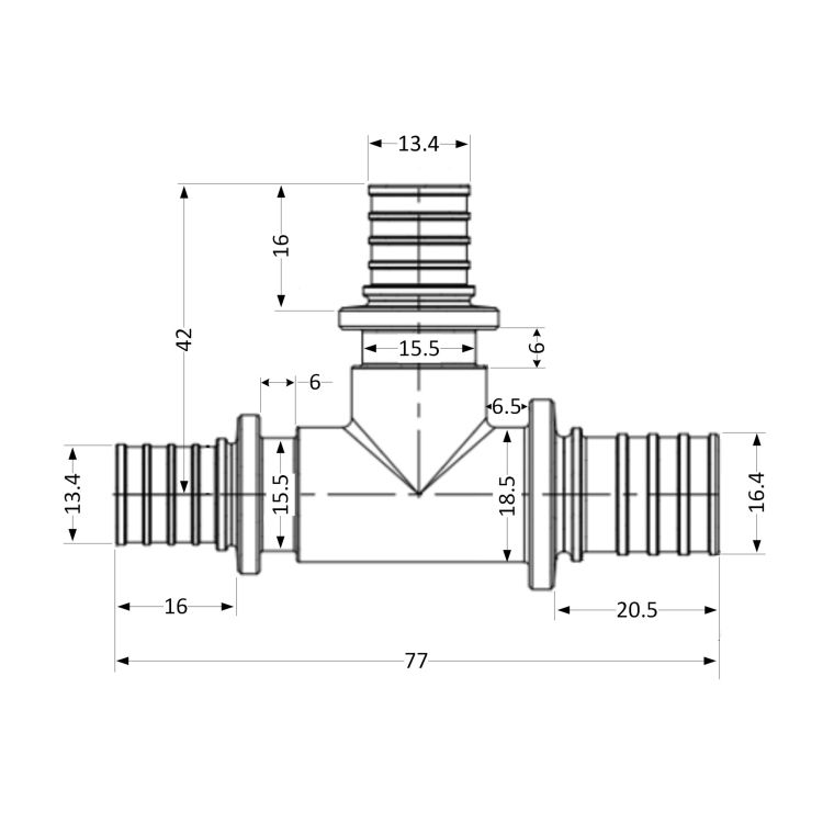 Трійник натяжний Icma №1039 d20х16х16 851039GWBOBO0 - 2
