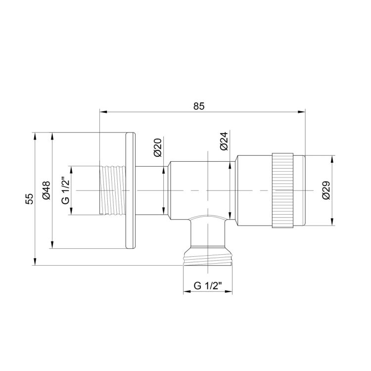 Кран кутовий Thermo Alliance Standart 1/2&amp;quot;ЗЗ нерж., з керам. буксою TAS345W1515SS - 2