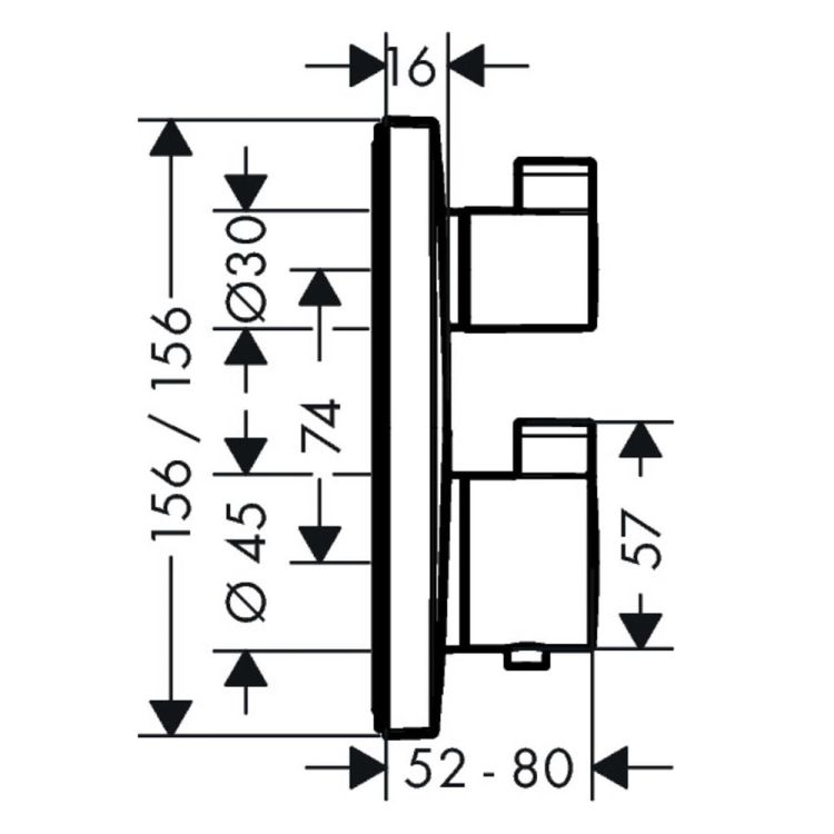 ECOSTAT Square термостат для 2х споживачів, з запірно/перемикаючим вентилем, СМ, чорний матовий - 2