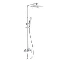 Sistema P Система душова (змішувач для ванни, душ 246*170 мм, ручний душ 1 режим, білі лійки, шланг полімер 1,6 м), cromo
