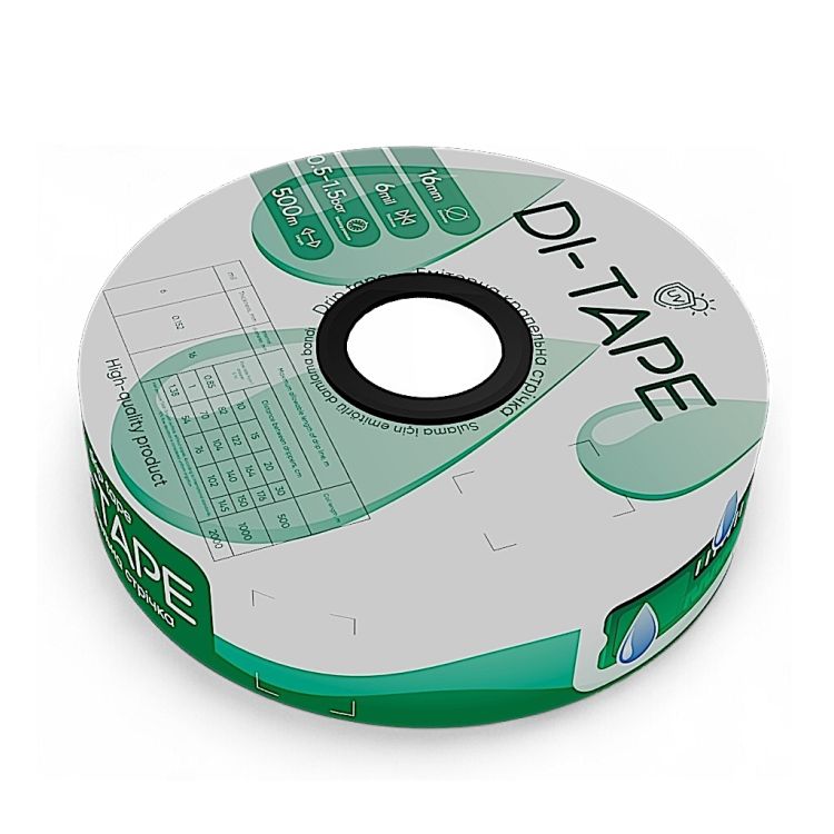 Капельная эмиттерная лента Di-Tape капельницы через 10 см расход 1,00 л/ч, длина 500 м (DI-10-500) - 1