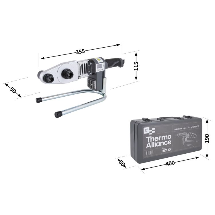 Паяльник для пластикових труб Thermo Alliance PRO-101 Ø20-32 (автоматичний з дісплеєм, 600W) - 2