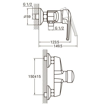 Змішувач HM Ø40 для душу AQUATICA (HM-1D131C) - 2