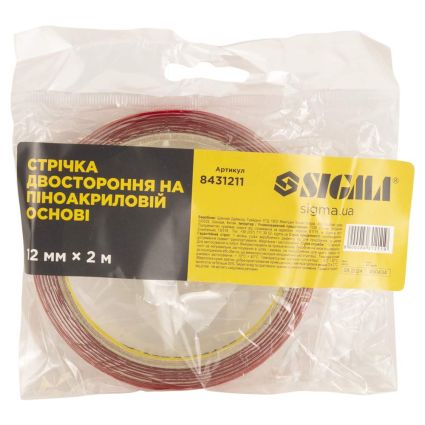 Лента двухсторонняя на пеноакриловой основе 12мм×2м SIGMA (8431211) - 3